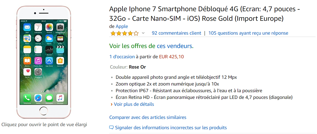 iphone reconditionné prix